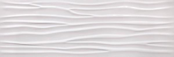 Faïence décor wave GLACIAR blanc rectifié brillant 30x90cm Ep.12mm