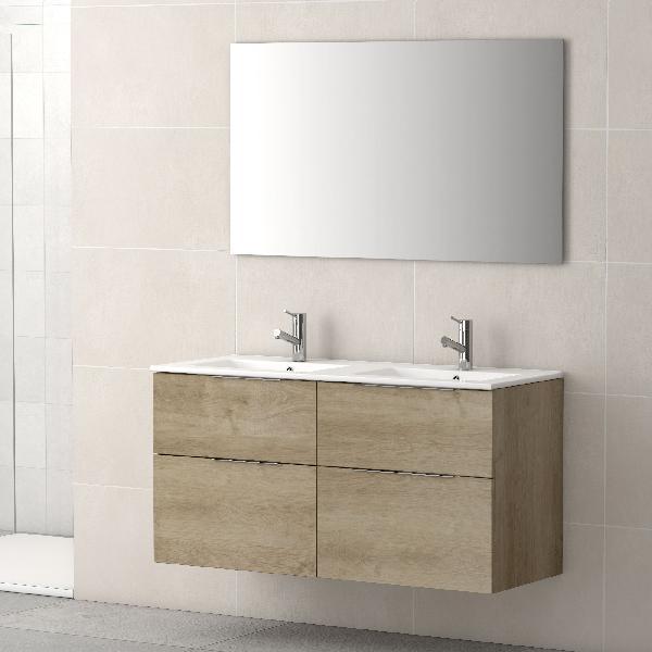 Meuble salle de bain 4 tiroirs GALSAKY Chêne naturel 120x60x45cm
