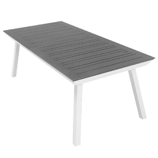 Table de jardin aluminium PERCE-NEIGE blanche et grise 2,2 / 3 x1m