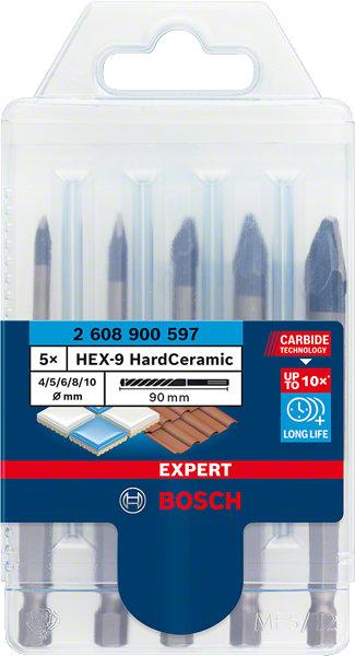 Foret carrelage EXPERT HEX-9 HARD CERAMIC Ø 4/5/6/8/10 mm lot 5